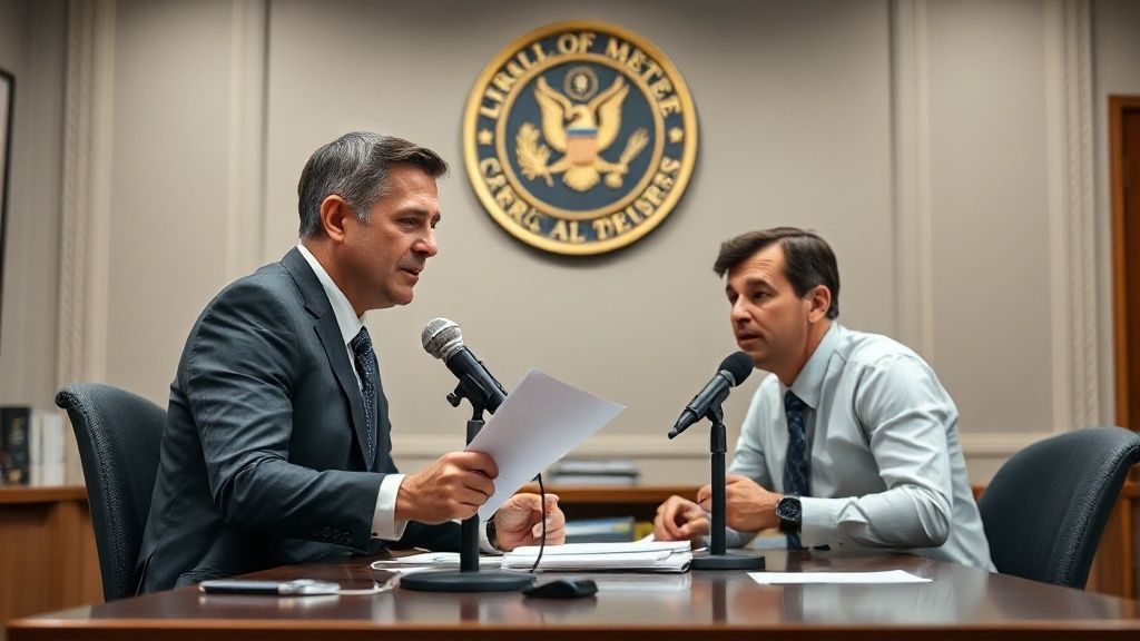 Strategic policy administration office and public governance briefing room addressing The Bob Cesca Podcast Franklin Targets