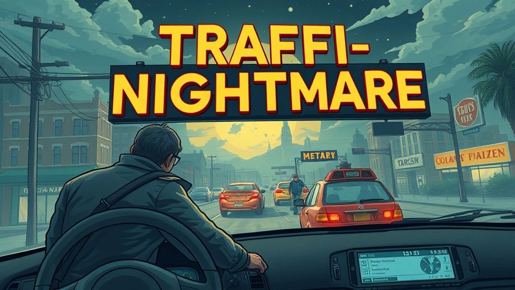 Strategic policy administration office and public governance briefing room addressing TRAFFIC NIGHTMARE The High Stakes Battle